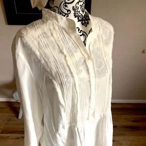 INC International Concepts Silk Cream Blouse
